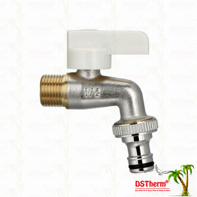 แอนกโนมิกขาวพลาสติกจับ Bibcock วาบกับวัสดุที่กําหนดเองและ 1/2 "* 3/4" รายละเอียด