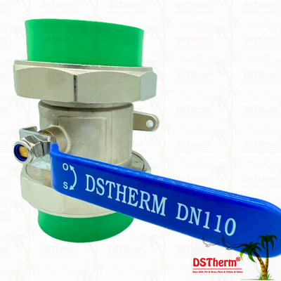 110 มม PPR Double Union Ball Valve ปรับสนิมแบบเต็ม PN25