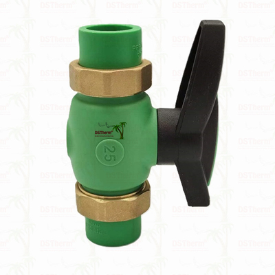 PPR Union Ball Valve ขอบเต็ม Ppr Double Union Ball Valve การติดตั้งที่เปิดเผย