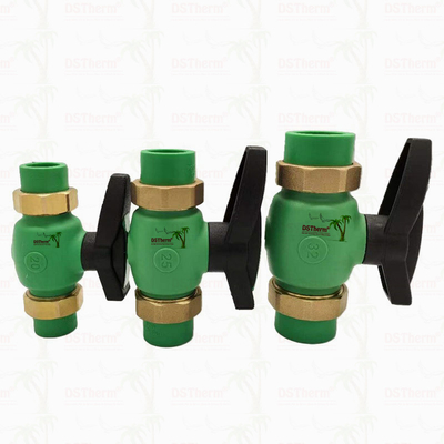PPR Union Ball Valve ขอบเต็ม Ppr Double Union Ball Valve การติดตั้งที่เปิดเผย