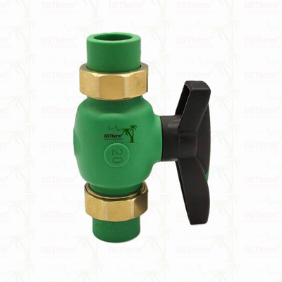 PPR Union Ball Valve ขอบเต็ม Ppr Double Union Ball Valve การติดตั้งที่เปิดเผย