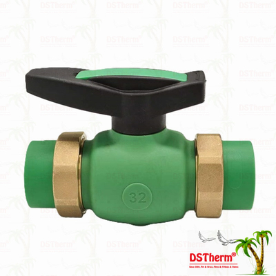 PPR Union Ball Valve ขอบเต็ม Ppr Double Union Ball Valve การติดตั้งที่เปิดเผย