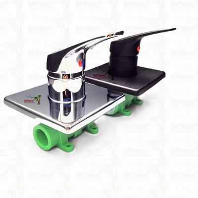 สามทาง Ppr โครม Plated Mixer วาล์วน้ําอาบน้ําด้วยแผ่นสี่เหลี่ยม 20-25mm