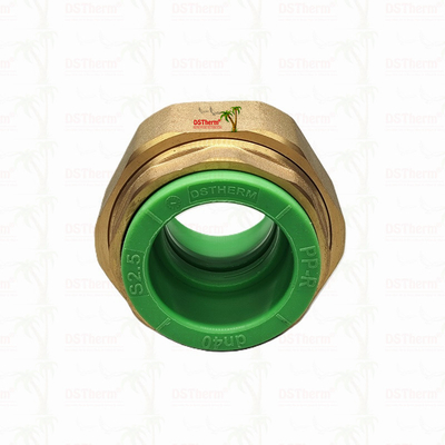 สีเขียว Ppr Double Head Threaded Union Double Union Connector ทนต่ออุณหภูมิสูง