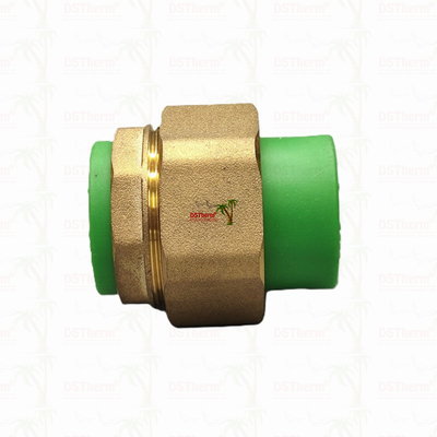 สีเขียว Ppr Double Head Threaded Union Double Union Connector ทนต่ออุณหภูมิสูง