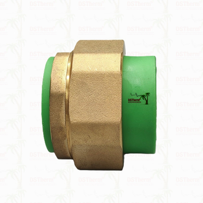 สีเขียว Ppr Double Head Threaded Union Double Union Connector ทนต่ออุณหภูมิสูง