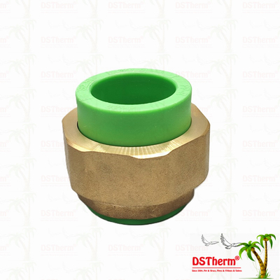 สีเขียว Ppr Double Head Threaded Union Double Union Connector ทนต่ออุณหภูมิสูง