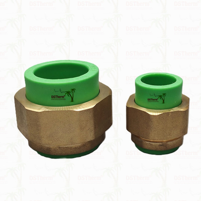 สีเขียว Ppr Double Head Threaded Union Double Union Connector ทนต่ออุณหภูมิสูง