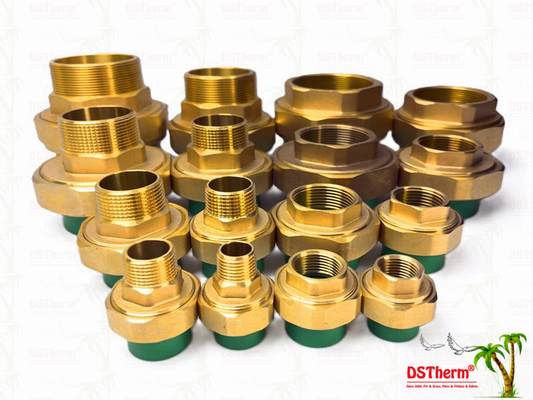 สีเขียว Ppr ชายและหญิงที่กําหนดเอง ทองแดง Threaded Union ทนทานต่อการกัดกร่อน