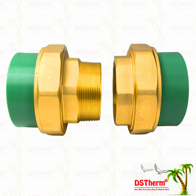 สีเขียว Ppr ชายและหญิงที่กําหนดเอง ทองแดง Threaded Union ทนทานต่อการกัดกร่อน