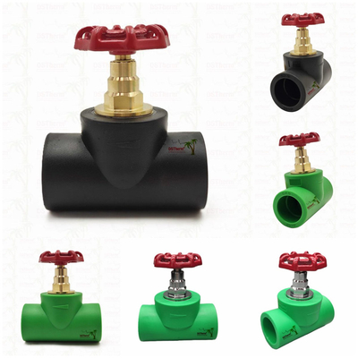 วาล์วหยุด PPR สีดํา พร้อมกระสุนสีโครม / ทองแดงที่ได้รับการรับรองจาก ISO 15784 Global Vlave 20-110mm