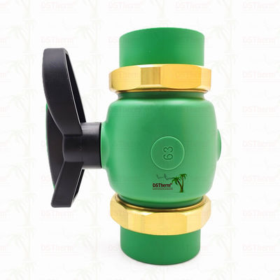 PPR Union Ball Valve ขอบเต็ม Ppr Double Union Ball Valve 20-63MM การติดตั้งที่เปิดเผย