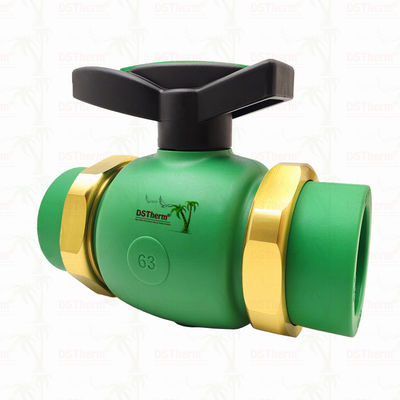 PPR Union Ball Valve ขอบเต็ม Ppr Double Union Ball Valve 20-63MM การติดตั้งที่เปิดเผย
