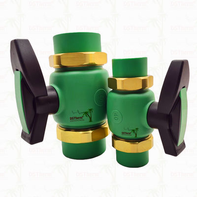 PPR Union Ball Valve ขอบเต็ม Ppr Double Union Ball Valve 20-63MM การติดตั้งที่เปิดเผย