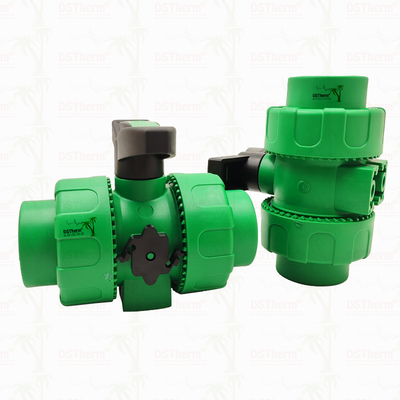 Lock Ball PPR Double Union Ball Valve With Plastic Ball S2.5 20-63MM โลโก้ที่กําหนดเอง