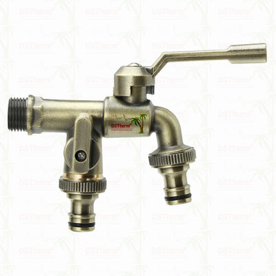 ช่องออกสองสวน Bibcocks ทองเหลือง Faucet ทองเหลือง วาลล์ตู้น้ํา 1/2 "-1"