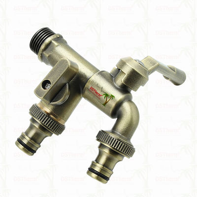ช่องออกสองสวน Bibcocks ทองเหลือง Faucet ทองเหลือง วาลล์ตู้น้ํา 1/2 "-1"