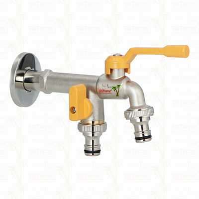 สปูตยาว หนักงานทองแดง Double Outlet Tap Extension Tap ทองแดง Bibcock 1/2 "* 3/4" * 3/4"