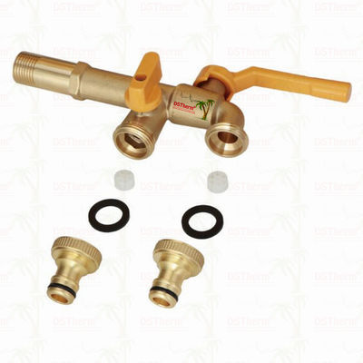 สปูตยาว หนักงานทองแดง Double Outlet Tap Extension Tap ทองแดง Bibcock 1/2 "* 3/4" * 3/4"
