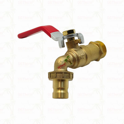 ทองเหลือง Plated Heavy Duty คลาสสิค แขนเหล็กสีแดง Bibcocks น้ําอัดน้ํา Spout Faucet Spigot 1/2 "