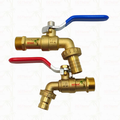 ทองเหลือง Plated Heavy Duty คลาสสิค แขนเหล็กสีแดง Bibcocks น้ําอัดน้ํา Spout Faucet Spigot 1/2 "