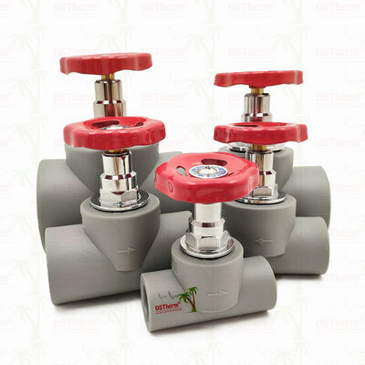 วาล์วหยุด PPR ที่เคลือบด้วยโครมสีเทา ด้วยกล่องทองแดง Global Vlave 20-110mm