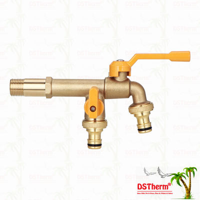 สปูตยาว หนักงานทองแดง Double Outlet Tap Extension Tap ทองแดง Bibcock 1/2 