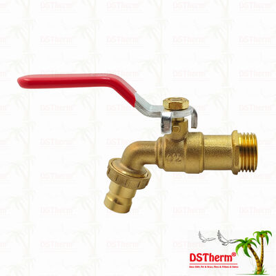 ทองเหลือง Plated Heavy Duty คลาสสิค แขนเหล็กสีแดง Bibcocks น้ําอัดน้ํา Spout Faucet Spigot 1/2 