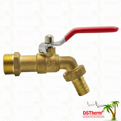 ทองคํา Plated Heavy Duty คลาสสิค แขนเหล็กสีแดง Bibcocks น้ํา Spout ช่องน้ํา Spigot น้ําระบายน้ํา 3/4 